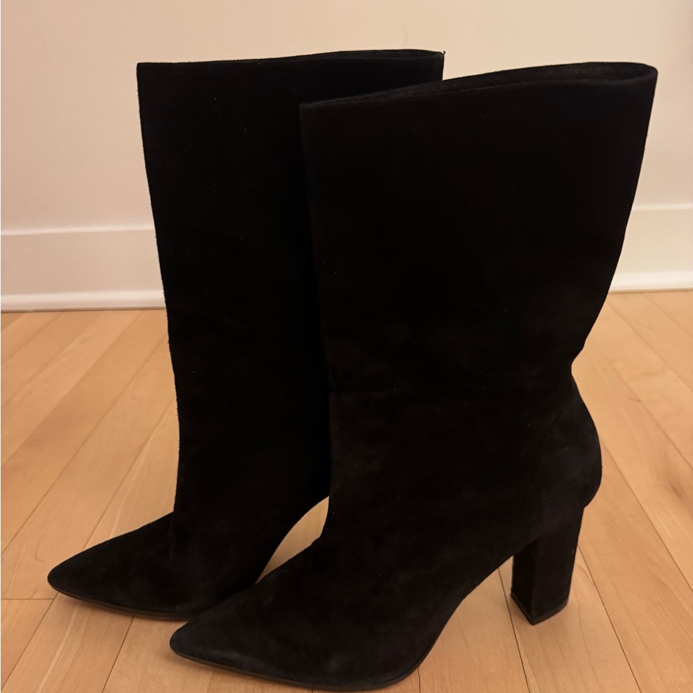 Aquazzura Black Heeled Boots with Suede Finish